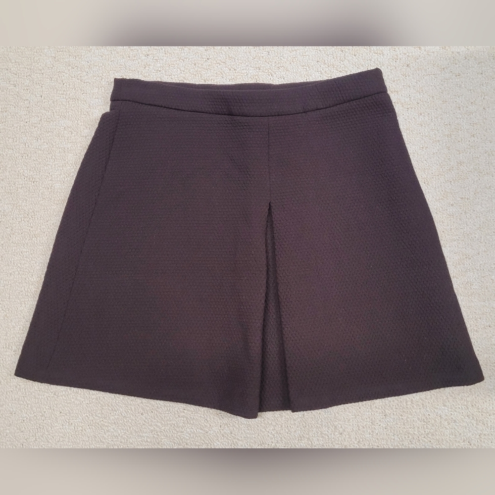 Zara Basic M Brown Mini Skirt Textured Hidden Side Zipper Like New
